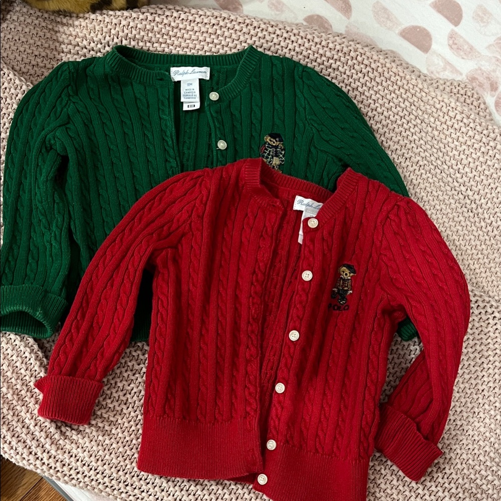 Ralph Lauren Kids Cable Knit Sweaters - Red and Green